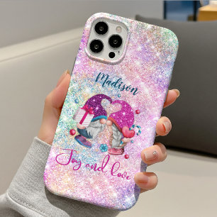 Case-Mate iPhone Case Joli gnome de Noël en faux strass avec monogramme
