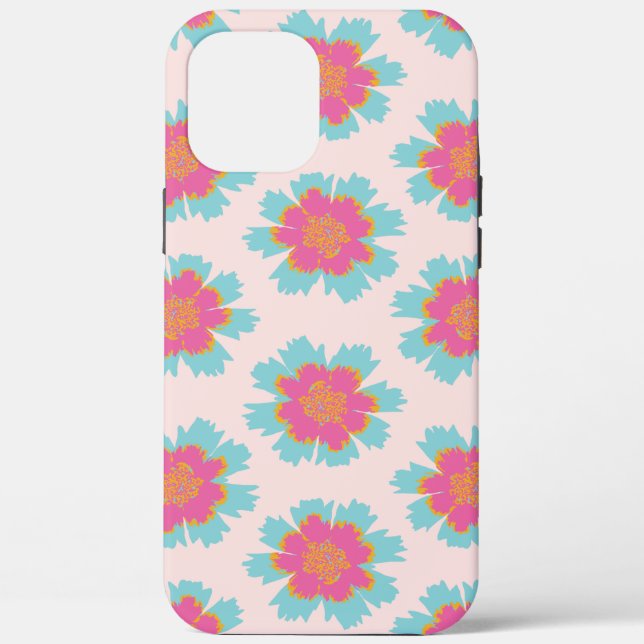 Coques Case-Mate iPhone Joli imprimé de fleurs bleu et rose (Verso)