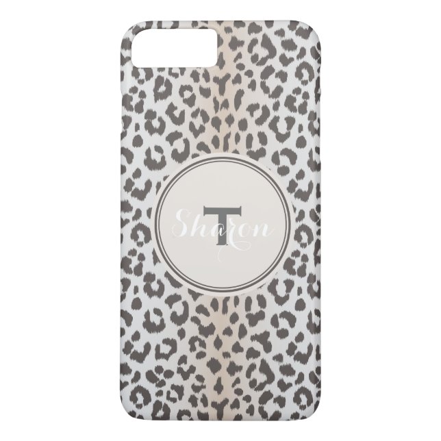 Coques Case-Mate iPhone Joli imprimé guépard marron beige chic avec monogr (Dos)