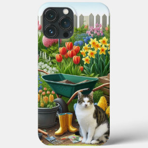 Case-Mate iPhone Case Joli jardin de fleurs avec chat