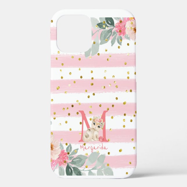 Coques Case-Mate iPhone Joli Kitten Illustration Sweet Monogram Coque-Mate (Verso)