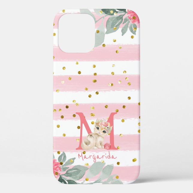 Coques Case-Mate iPhone Joli Kitten Illustration Sweet Monogram Coque-Mate (Verso)
