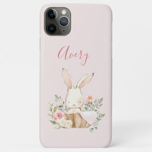 Case-Mate iPhone Case Joli lapin d'aquarelle rose en bois dans le panier