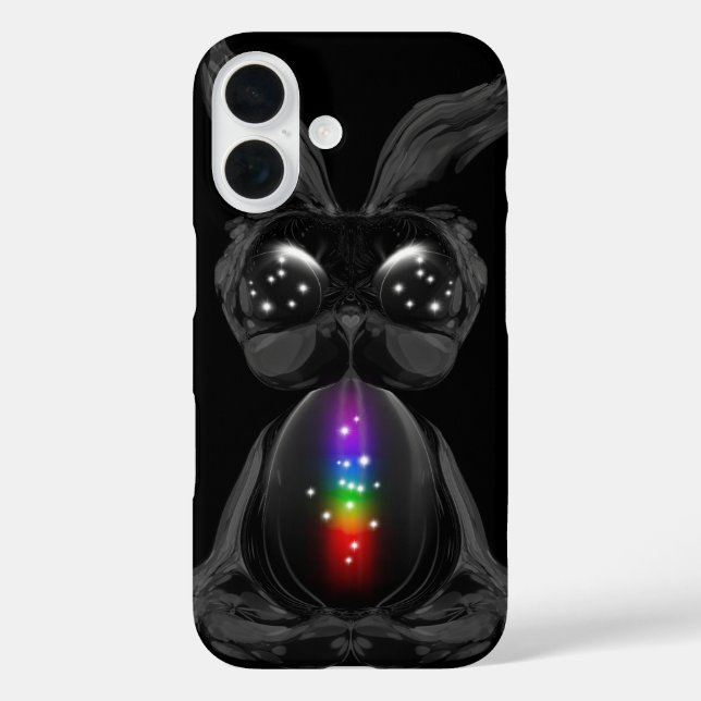 Coques Case-Mate iPhone Joli lapin noir avec Soul arc-en-ciel Chakra (Verso)