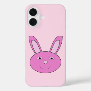 Coque Pour iPhone 16 Joli Lapin Rose Féminin Visage Printemps Pâques