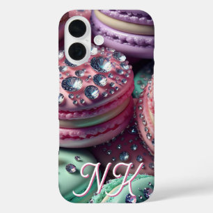 Coque Pour iPhone 16 Joli Macaron Bling Monogrammé