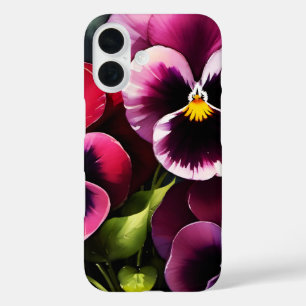 Coque Pour iPhone 16 Joli marron noir rouge pansies aquarelle peinture
