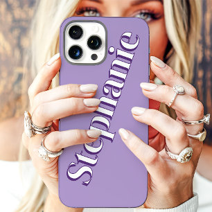 Coque iPhone 16 Pro Max Joli Minimaliste Violet Nom Personnalisé