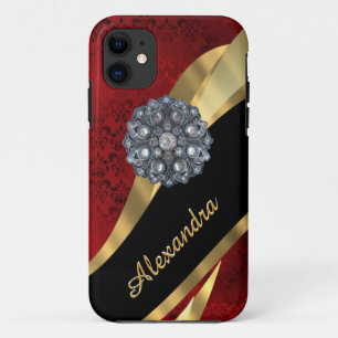 Coque Case-Mate Pour iPhone Joli modèle rouge damassé élégant personnalisé