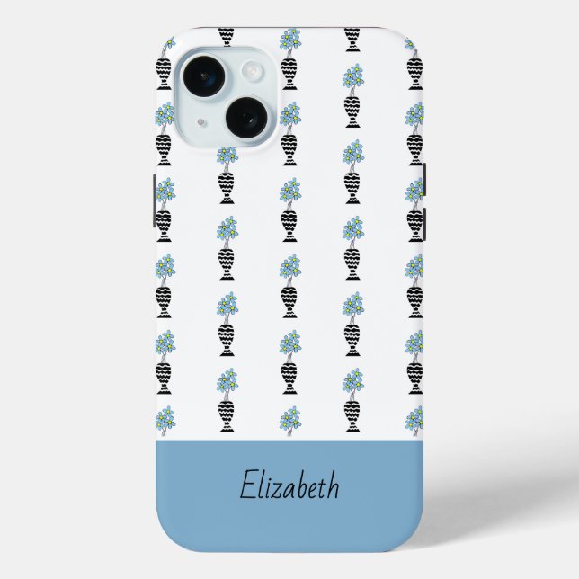 Coques Case-Mate iPhone Joli, moderne, bleu et jaune motif floral (Verso)