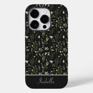Coque Case-Mate iPhone Joli Moderne Floral Botanique Vert et Noir