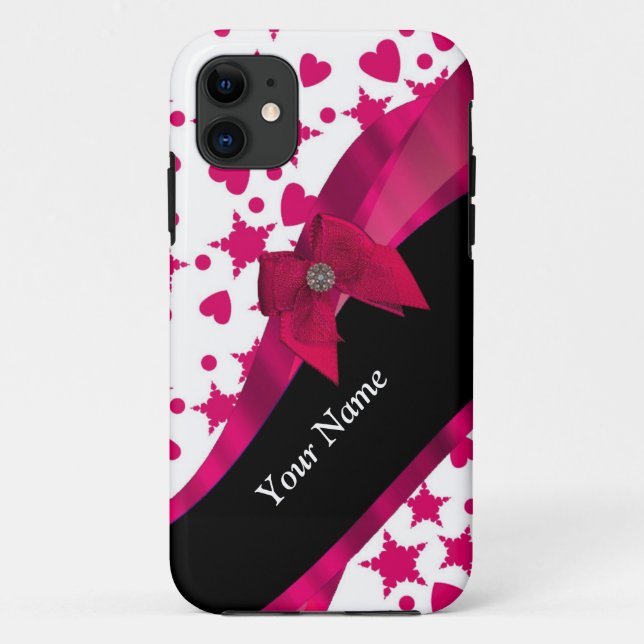 Coques Case-Mate iPhone Joli monogramme à motif rouge et blanc (Dos)