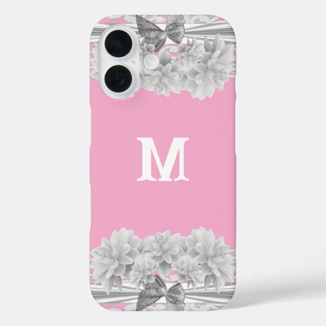 Coques Case-Mate iPhone Joli monogramme blanc dentelle (Verso)