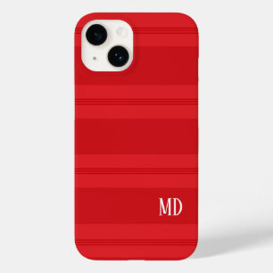 Coque Case-Mate iPhone Joli monogramme de Noël rayé rouge