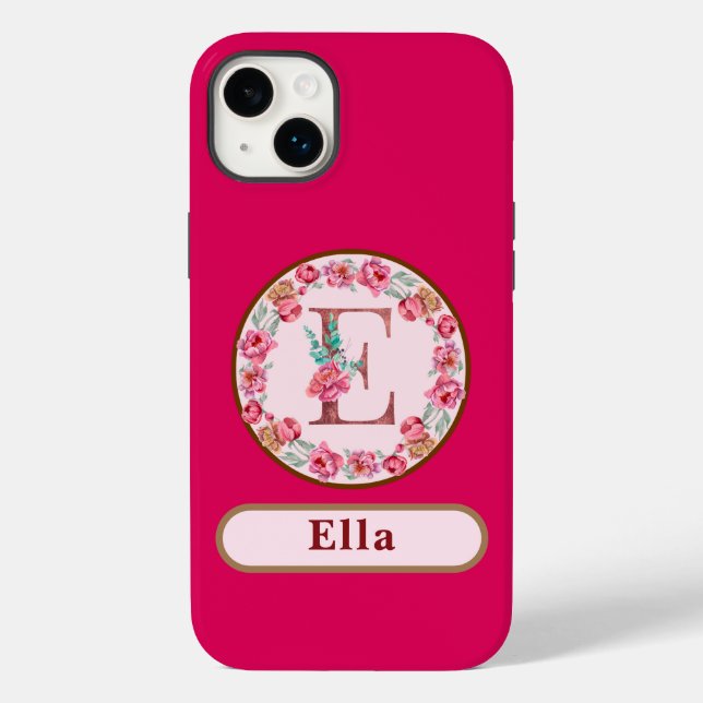 Coques Case-Mate iPhone Joli Monogramme E Floral (Verso)