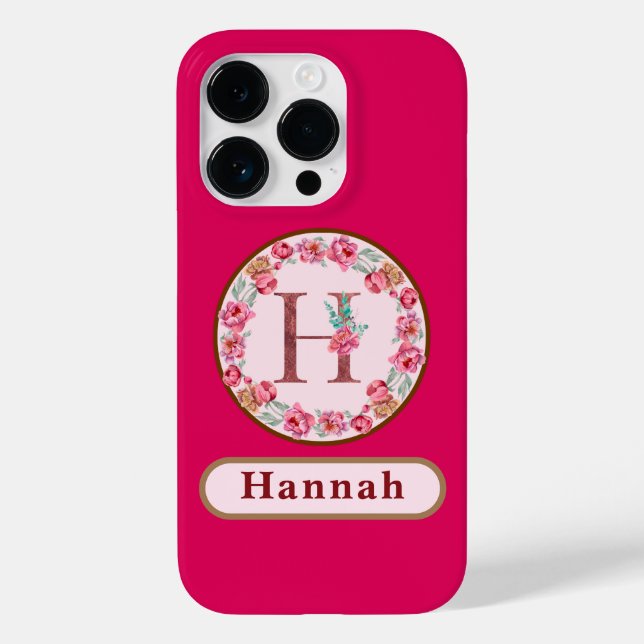 Coques Case-Mate iPhone Joli Monogramme H Floral (Verso)