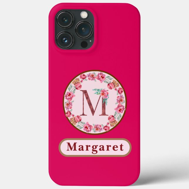 Coques Case-Mate iPhone Joli Monogramme M Floral (Verso)
