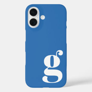 Coque Pour iPhone 16 Joli monogramme minimaliste lettre en bleu françai