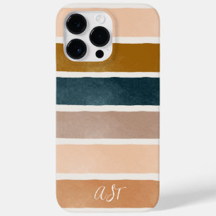 Coque Case-Mate iPhone Joli monogramme peint rayures terreuses initiales