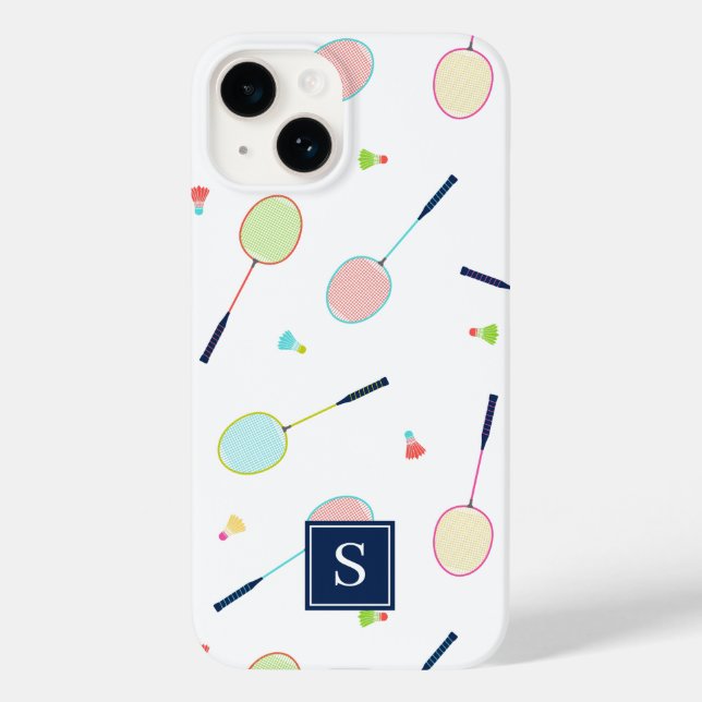 Coques Case-Mate iPhone Joli Monogramme personnalisé Badminton Motif (Verso)