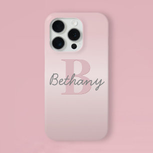 Coque Case-Mate iPhone Joli monogramme rose personnalisable & écriture de