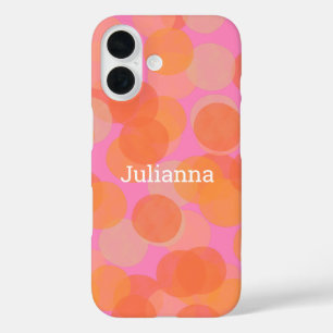 Coque Pour iPhone 16 Joli motif aquarelle orange rose personnalisé