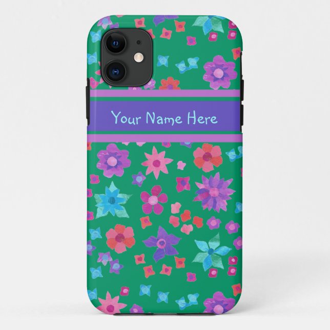 Coques Case-Mate iPhone Joli Motif de Boho Floral sur Dark Green (Dos)