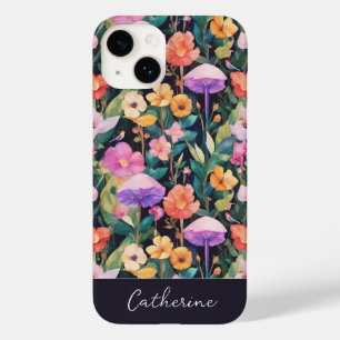 Coque Case-Mate iPhone Joli motif de champignon de fleurs sauvages modern
