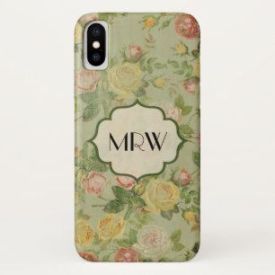 Coque iPhone X Joli motif de fleur décoré d'un monogramme floral