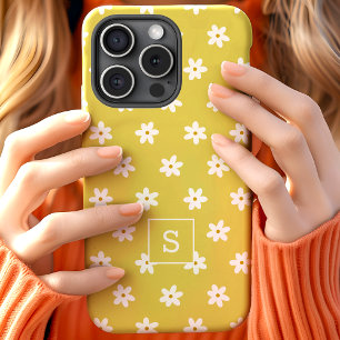 Coque Case-Mate iPhone Joli motif de fleur jaune de lys des prés à monogr