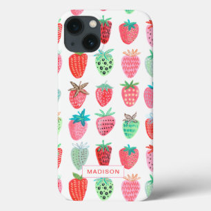 Case-Mate iPhone Case joli motif de fruits d'été fraise rose et rouge mi