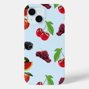Coque Case-Mate iPhone Joli motif de fruits sur arrière - plan bleu