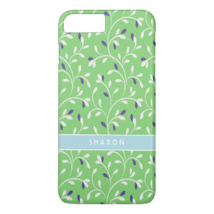 Coque iPhone 7 Plus Joli motif de monogramme aux feuilles vertes moder