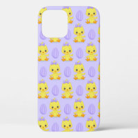Joli motif de Pâques poulet jaune violet