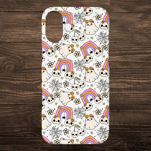 Coque Pour iPhone 16 Plus Joli Motif des fantômes et des crânes d'Halloween
