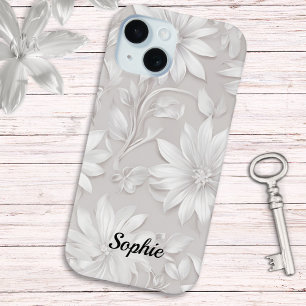 Coque Case-Mate iPhone Joli motif floral blanc naturel élégant chic