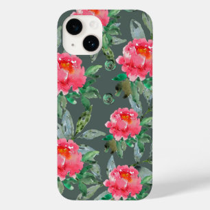 Coque Case-Mate iPhone Joli motif floral de pivoines roses à l'aquarelle 