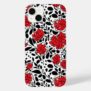 Coque Case-Mate iPhone Joli motif floral en rouge, noir et blanc