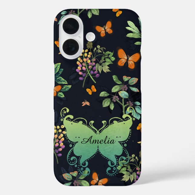 Coques Case-Mate iPhone Joli Motif floral foncé personnalisé (Verso)