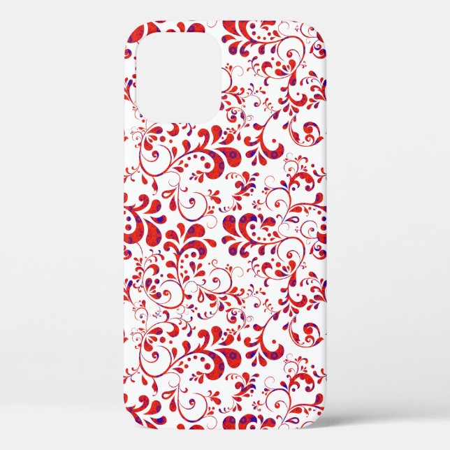 Coques Case-Mate iPhone Joli motif floral rouge blanc (Verso)
