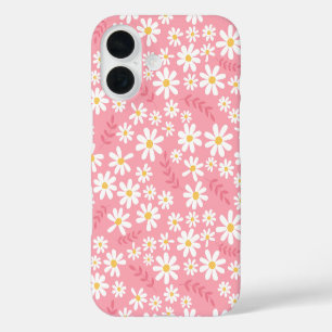 Coque Pour iPhone 16 Joli motif floral sans couture de marguerite rose