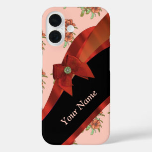 Coque Pour iPhone 16 Joli motif floral vintage rouge et rose