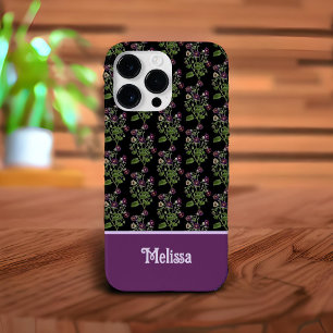 Coque Case-Mate iPhone Joli motif floral violet monogrammé