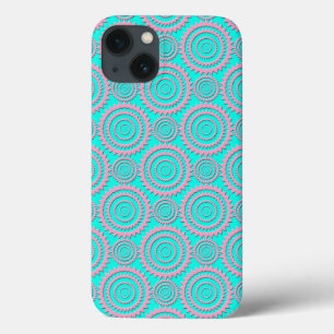 Coques Pour iPhone Joli motif géométrique rose et turquoise