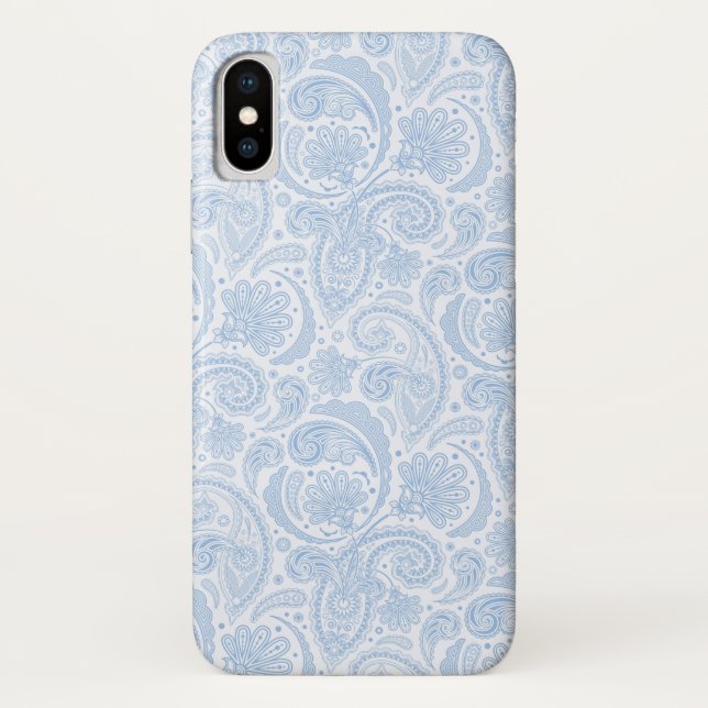 Coques Case-Mate iPhone Joli motif paisley blanc bleu (Dos)