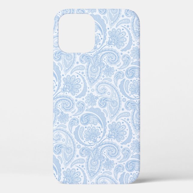 Coques Case-Mate iPhone Joli motif paisley bleu blanc mignon (Verso)