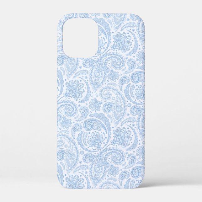 Coques Case-Mate iPhone Joli motif paisley bleu blanc mignon (Verso)