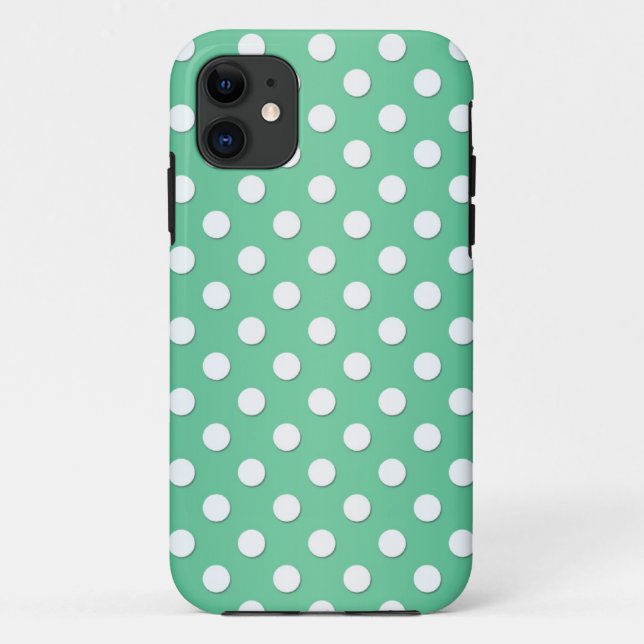 Coques Case-Mate iPhone Joli Motif Polka vert et blanc (Dos)