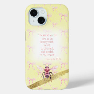 Coque Case-Mate iPhone Joli Nœud Rose Jaune Pastel Grille Bible Rose Abei