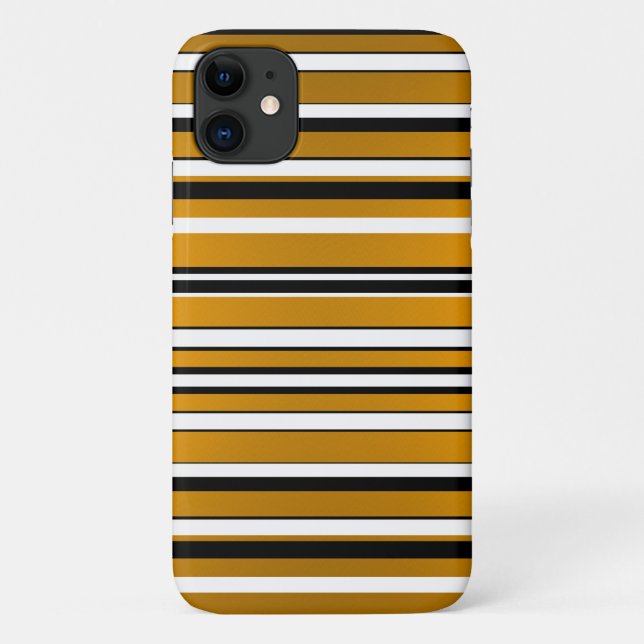 Coques Case-Mate iPhone Joli noir blanc rayures dorées look (Dos)